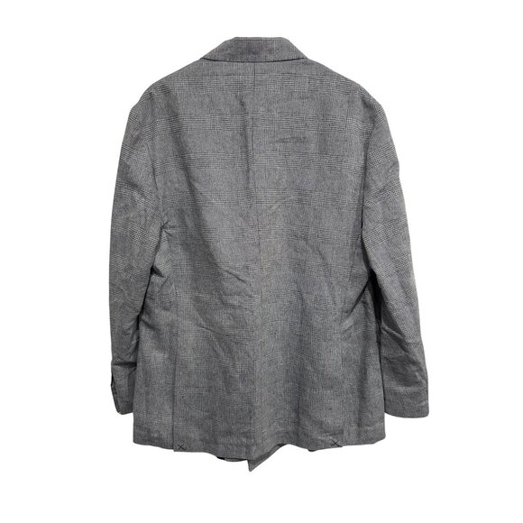 Singer + Sargent NEW Mens Double Breasted Blazer Jacket XXL Gray Plaid Wool Blen - Picture 2 of 8